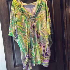 Tropical Print Kaftan Dress